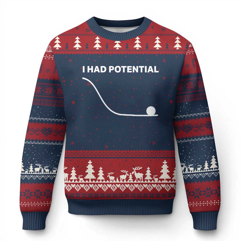 I Had Potential Ugly Christmas Sweater Funny Sci Fi TS10 Navy Red Print Your Wear