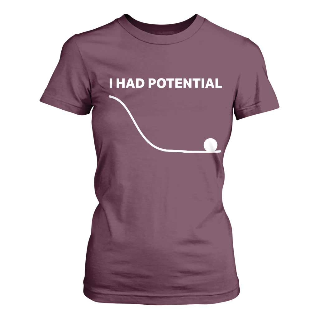 I Had Potential T Shirt For Women Funny Sci Fi TS10 Maroon Print Your Wear