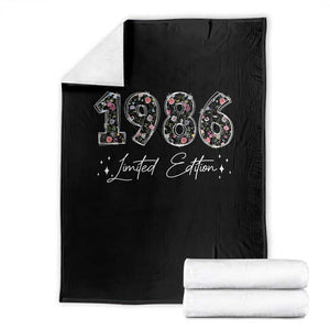 40th Birthday Throw Blanket Floral 1986 40 Year Old Birthday Gifts For Women TS10 Black Print Your Wear