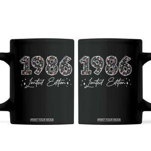 40th Birthday Coffee Mug Floral 1986 40 Year Old Birthday Gifts For Women TS10 Black Print Your Wear