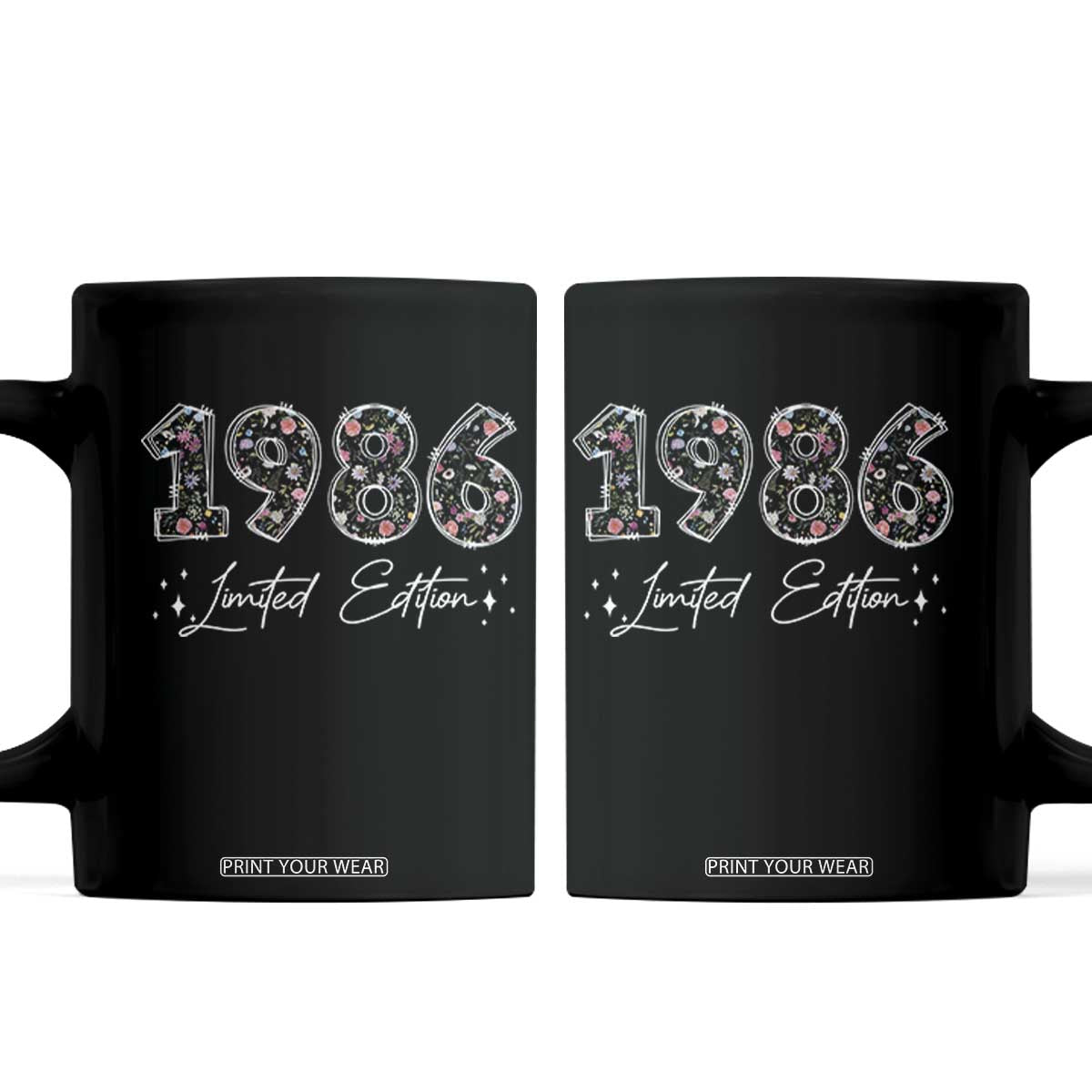 40th Birthday Coffee Mug Floral 1986 40 Year Old Birthday Gifts For Women TS10 Black Print Your Wear
