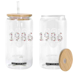 40th Birthday Glass Can Floral 1986 40 Year Old Birthday Gifts For Women TS10 Print Your Wear