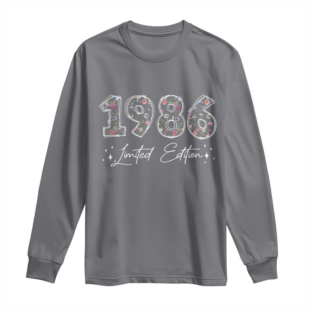 40th Birthday Long Sleeve Shirt Floral 1986 40 Year Old Birthday Gifts For Women TS10 Charcoal Print Your Wear