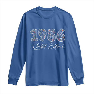 40th Birthday Long Sleeve Shirt Floral 1986 40 Year Old Birthday Gifts For Women TS10 Royal Blue Print Your Wear