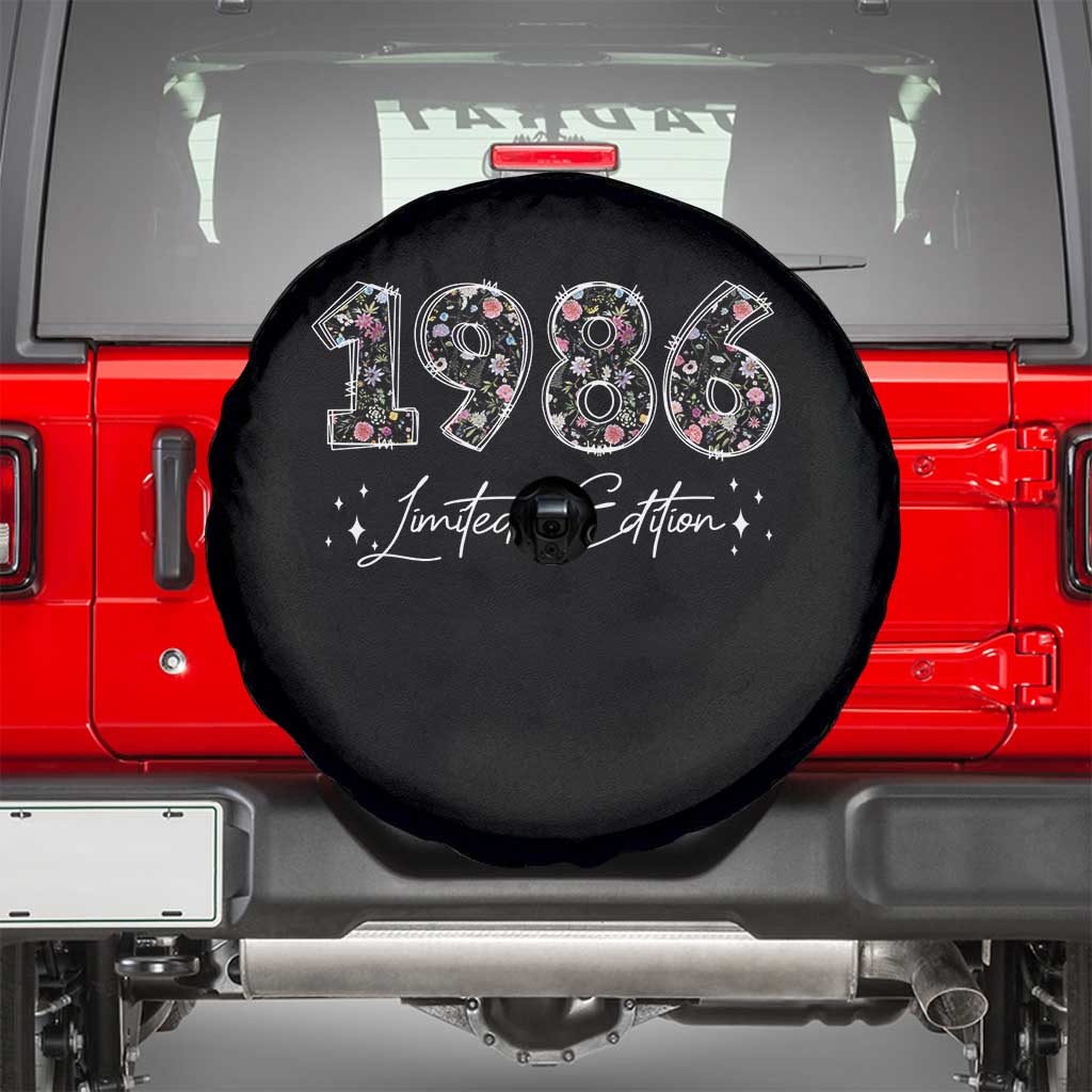 40th Birthday Spare Tire Cover Floral 1986 40 Year Old Birthday Gifts For Women TS10 Black Print Your Wear