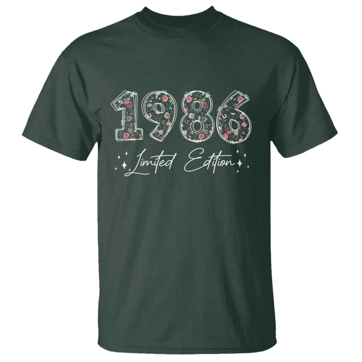 40th Birthday T Shirt Floral 1986 40 Year Old Birthday Gifts For Women TS10 Dark Forest Green Print Your Wear
