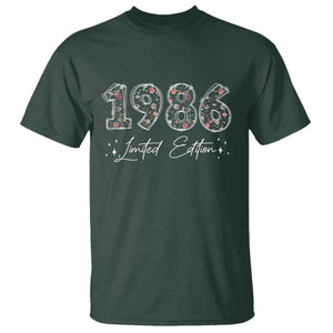 40th Birthday T Shirt Floral 1986 40 Year Old Birthday Gifts For Women TS10 Dark Forest Green Print Your Wear