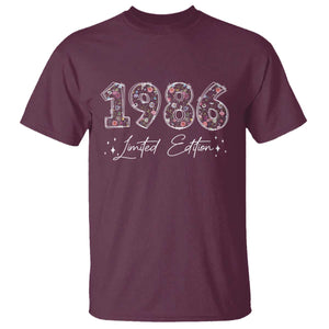 40th Birthday T Shirt Floral 1986 40 Year Old Birthday Gifts For Women TS10 Maroon Print Your Wear