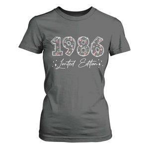 40th Birthday T Shirt For Women Floral 1986 40 Year Old Birthday Gifts For Women TS10 Dark Heather Print Your Wear
