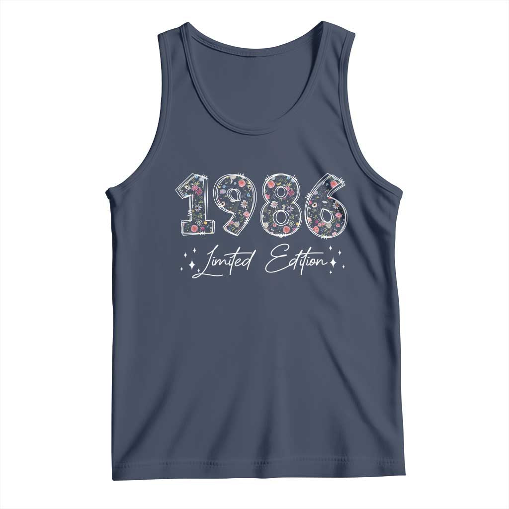 40th Birthday Tank Top Floral 1986 40 Year Old Birthday Gifts For Women TS10 Navy Print Your Wear