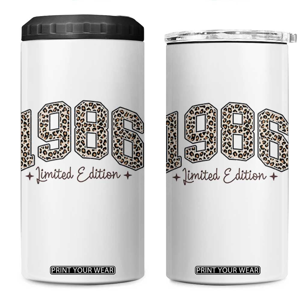 1986 Retro Birthday 4 in 1 Can Cooler Tumbler 40 Year Old Leopard 40th Birthday Gifts For Women TS10 One Size: 16 oz White Print Your Wear