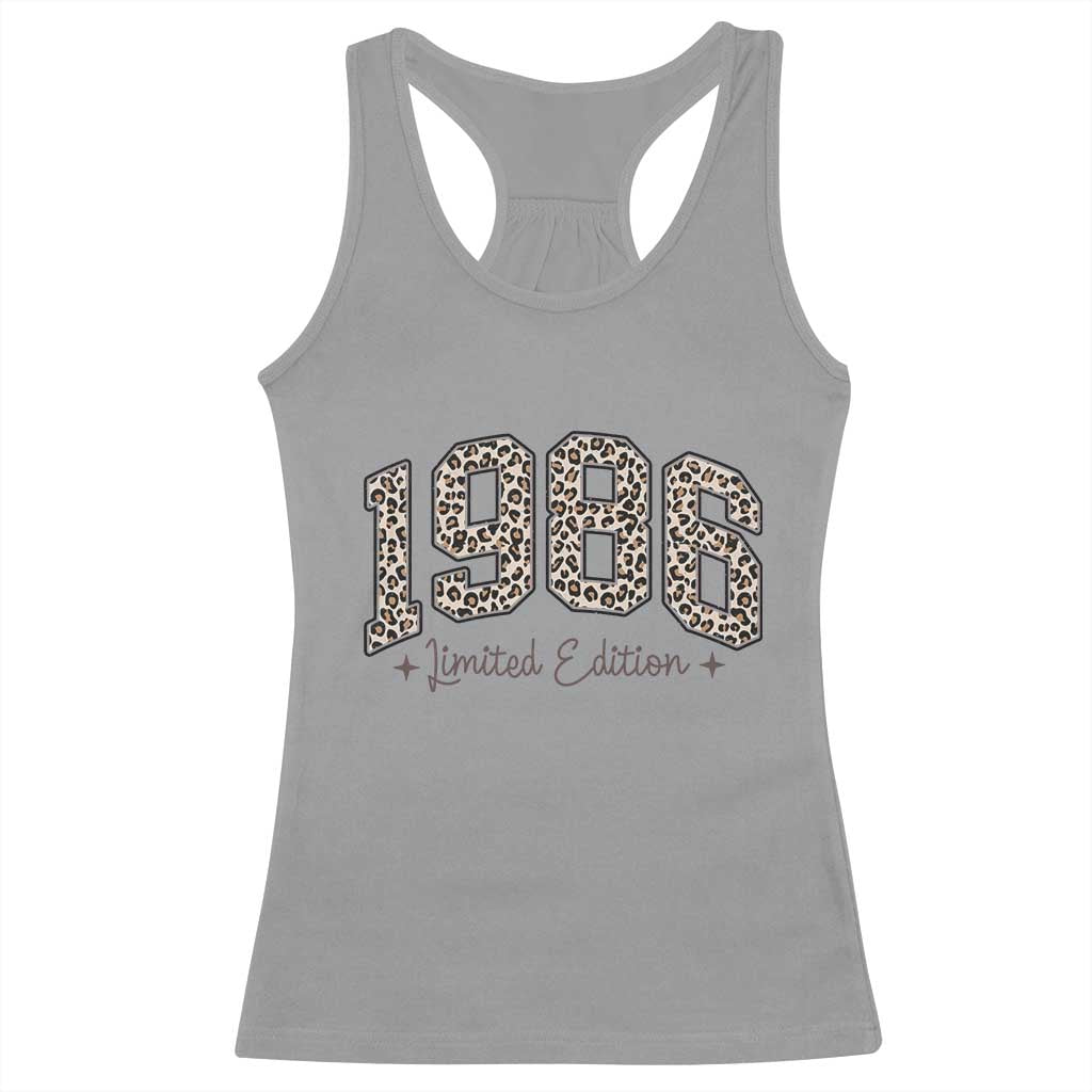 1986 Retro Birthday Racerback Tank Top 40 Year Old Leopard 40th Birthday Gifts For Women TS10 Sport Gray Print Your Wear