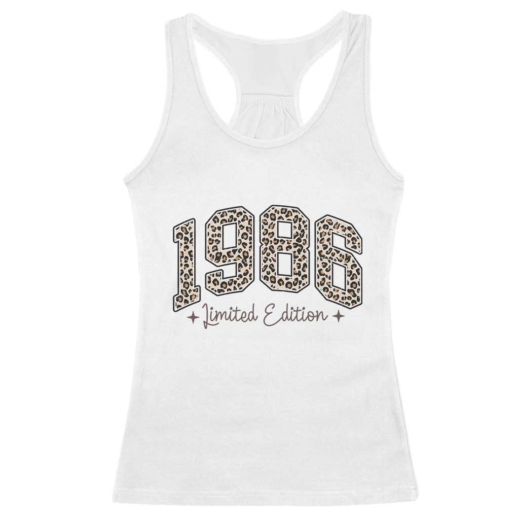1986 Retro Birthday Racerback Tank Top 40 Year Old Leopard 40th Birthday Gifts For Women TS10 White Print Your Wear