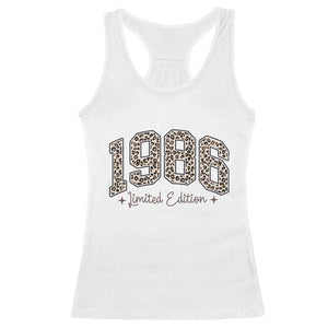 1986 Retro Birthday Racerback Tank Top 40 Year Old Leopard 40th Birthday Gifts For Women TS10 White Print Your Wear