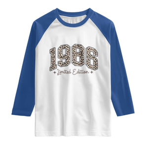 1986 Retro Birthday Raglan Shirt 40 Year Old Leopard 40th Birthday Gifts For Women TS10 White Royal Print Your Wear