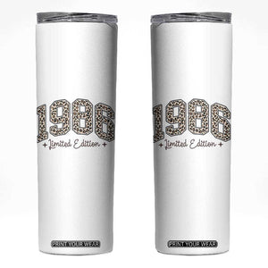 1986 Retro Birthday Skinny Tumbler 40 Year Old Leopard 40th Birthday Gifts For Women TS10 White Print Your Wear
