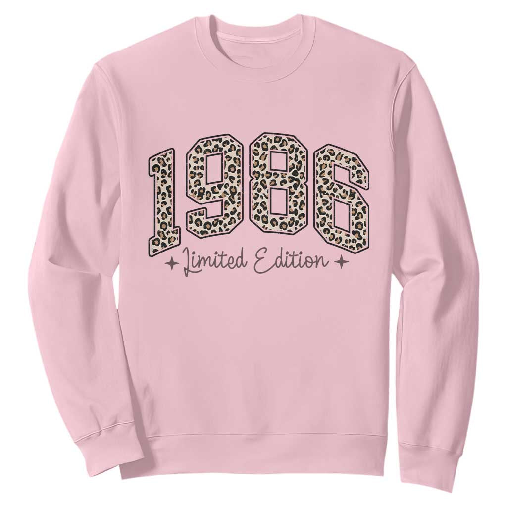 1986 Retro Birthday Sweatshirt 40 Year Old Leopard 40th Birthday Gifts For Women TS10 Light Pink Print Your Wear