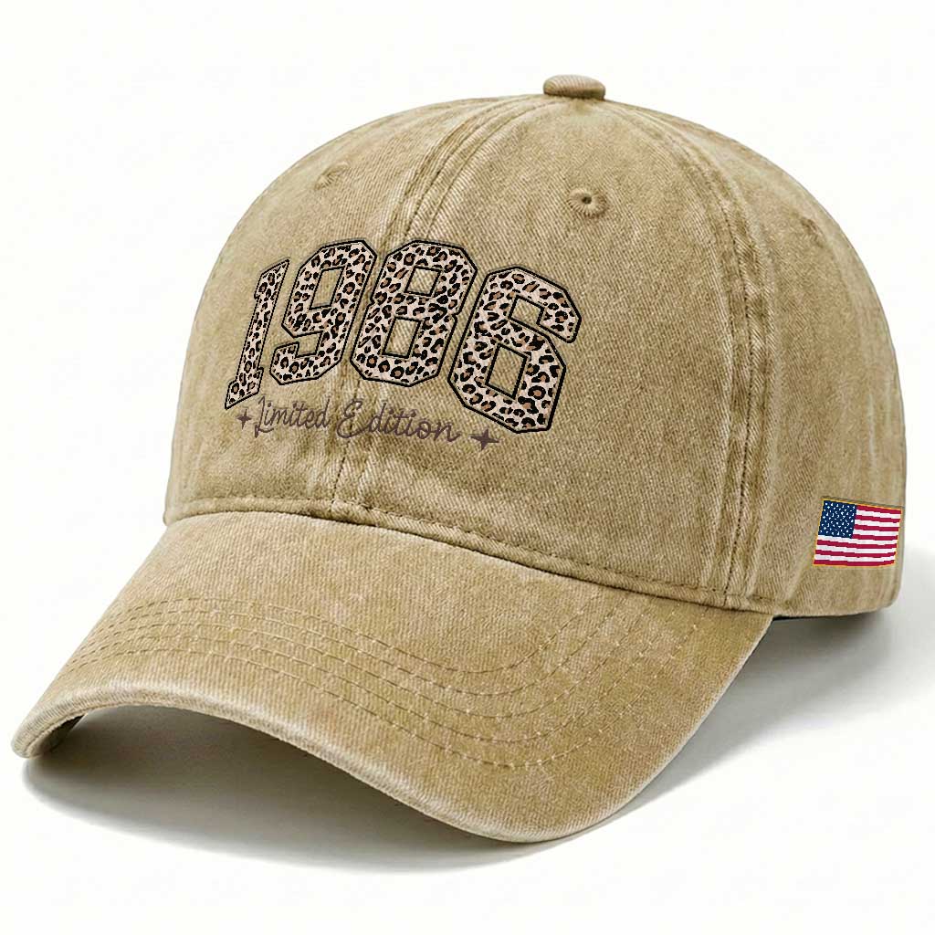 1986 Retro Birthday Washed Cotton Baseball Cap 40 Year Old Leopard 40th Birthday Gifts For Women TS10 Print Your Wear