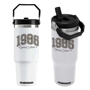 1986 Retro Birthday Flip Straw Tumbler 40 Year Old Leopard 40th Birthday Gifts For Women TS10 One Size: 30 oz White Print Your Wear