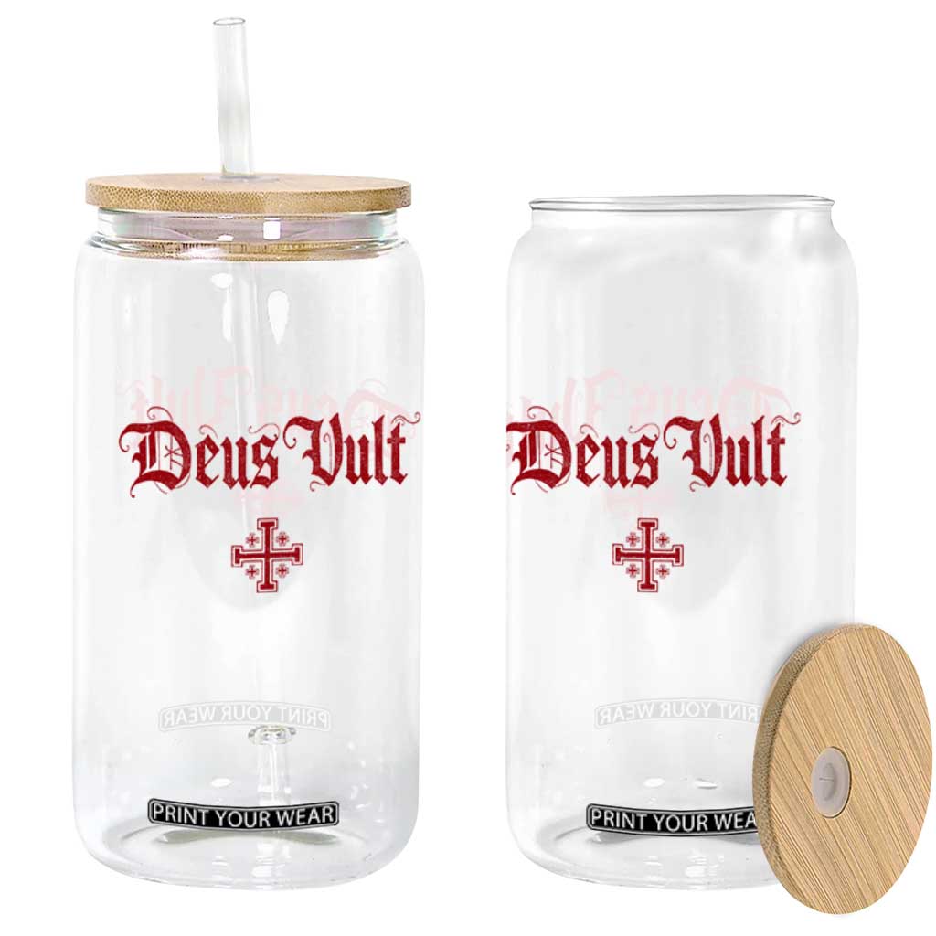Catholic Knights Templar Cross Glass Can Crusader Deus Vult TS10 Print Your Wear