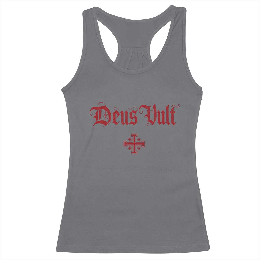 Catholic Knights Templar Cross Racerback Tank Top Crusader Deus Vult TS10 Charcoal Print Your Wear
