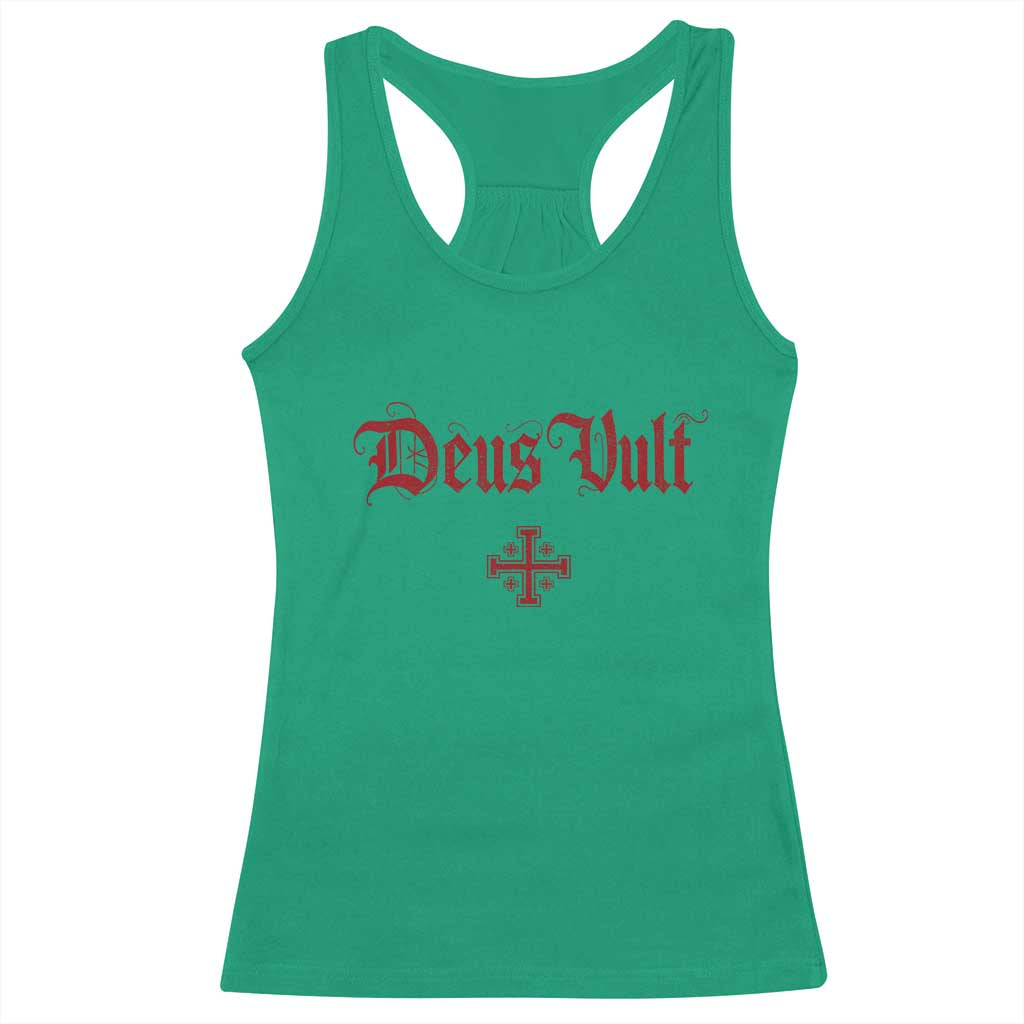 Catholic Knights Templar Cross Racerback Tank Top Crusader Deus Vult TS10 Irish Green Print Your Wear