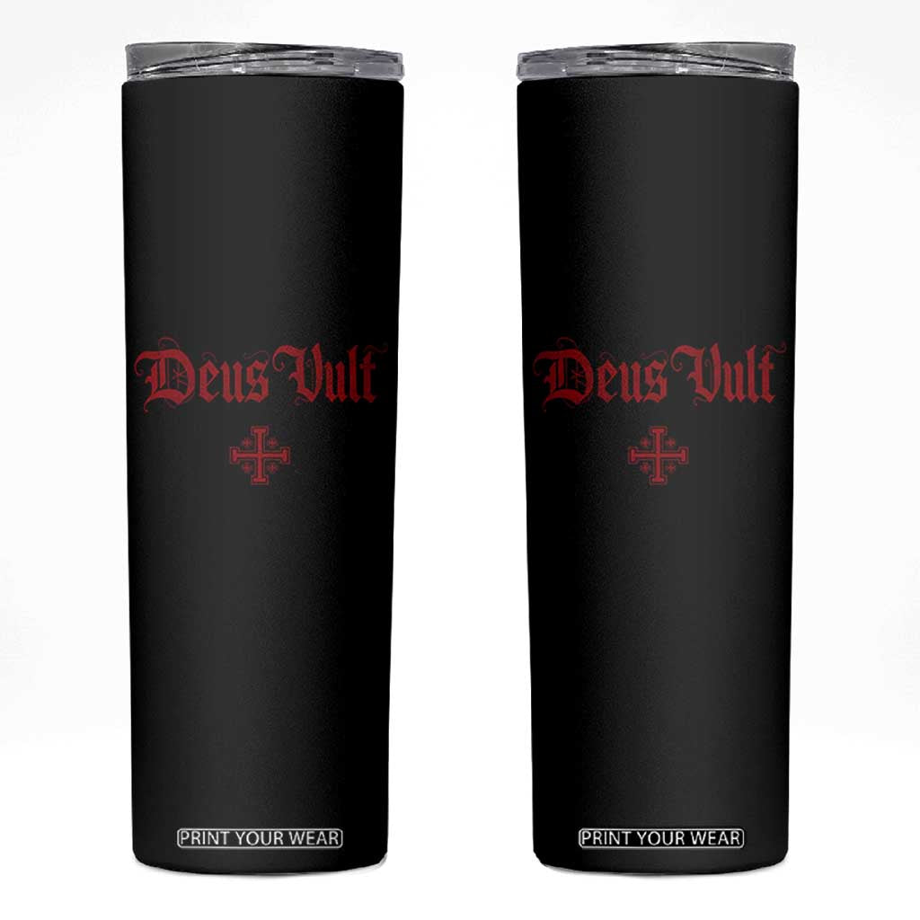 Catholic Knights Templar Cross Skinny Tumbler Crusader Deus Vult TS10 Black Print Your Wear