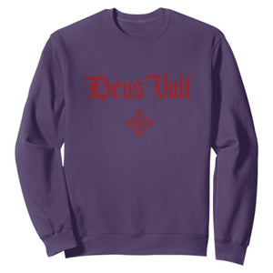 Catholic Knights Templar Cross Sweatshirt Crusader Deus Vult TS10 Purple Print Your Wear
