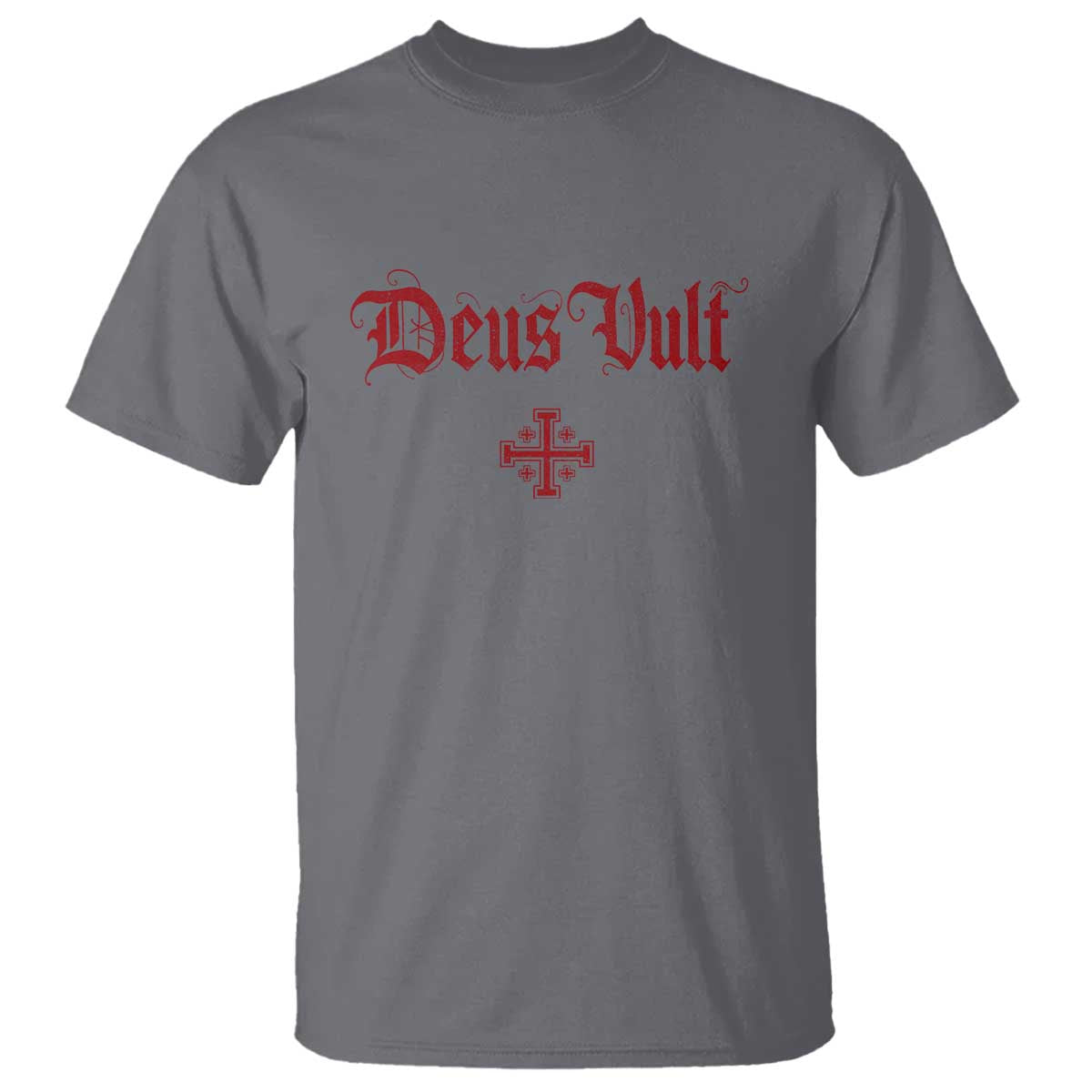 Catholic Knights Templar Cross T Shirt Crusader Deus Vult TS10 Charcoal Print Your Wear