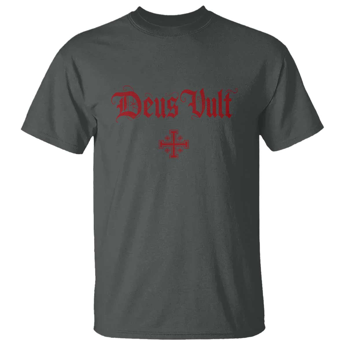 Catholic Knights Templar Cross T Shirt Crusader Deus Vult TS10 Dark Heather Print Your Wear