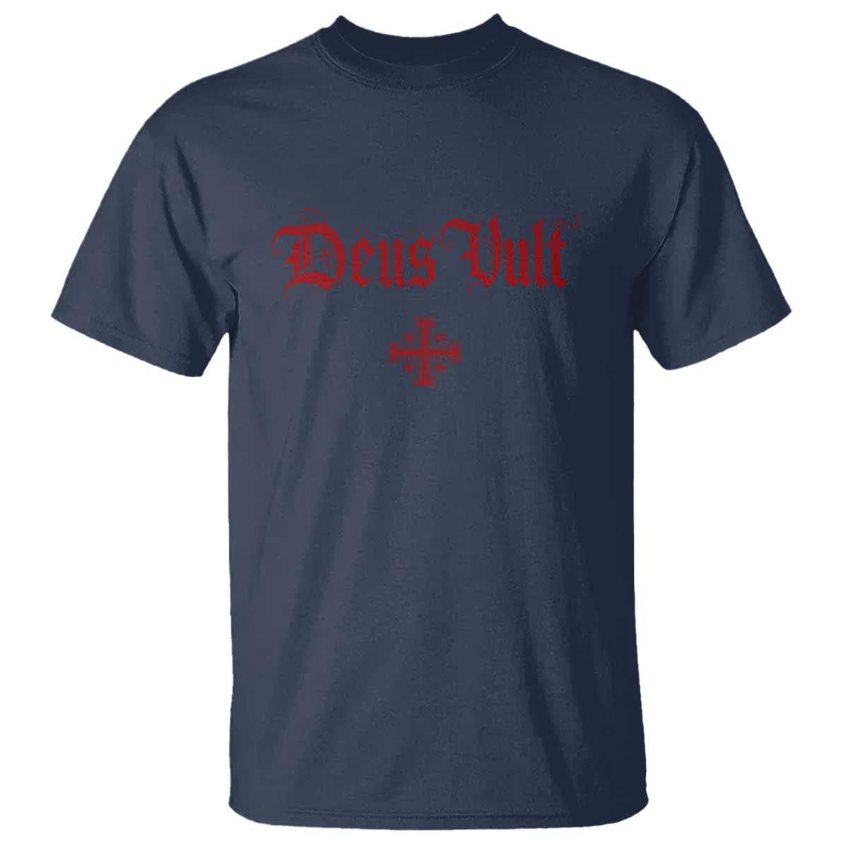 Catholic Knights Templar Cross T Shirt Crusader Deus Vult TS10 Navy Print Your Wear