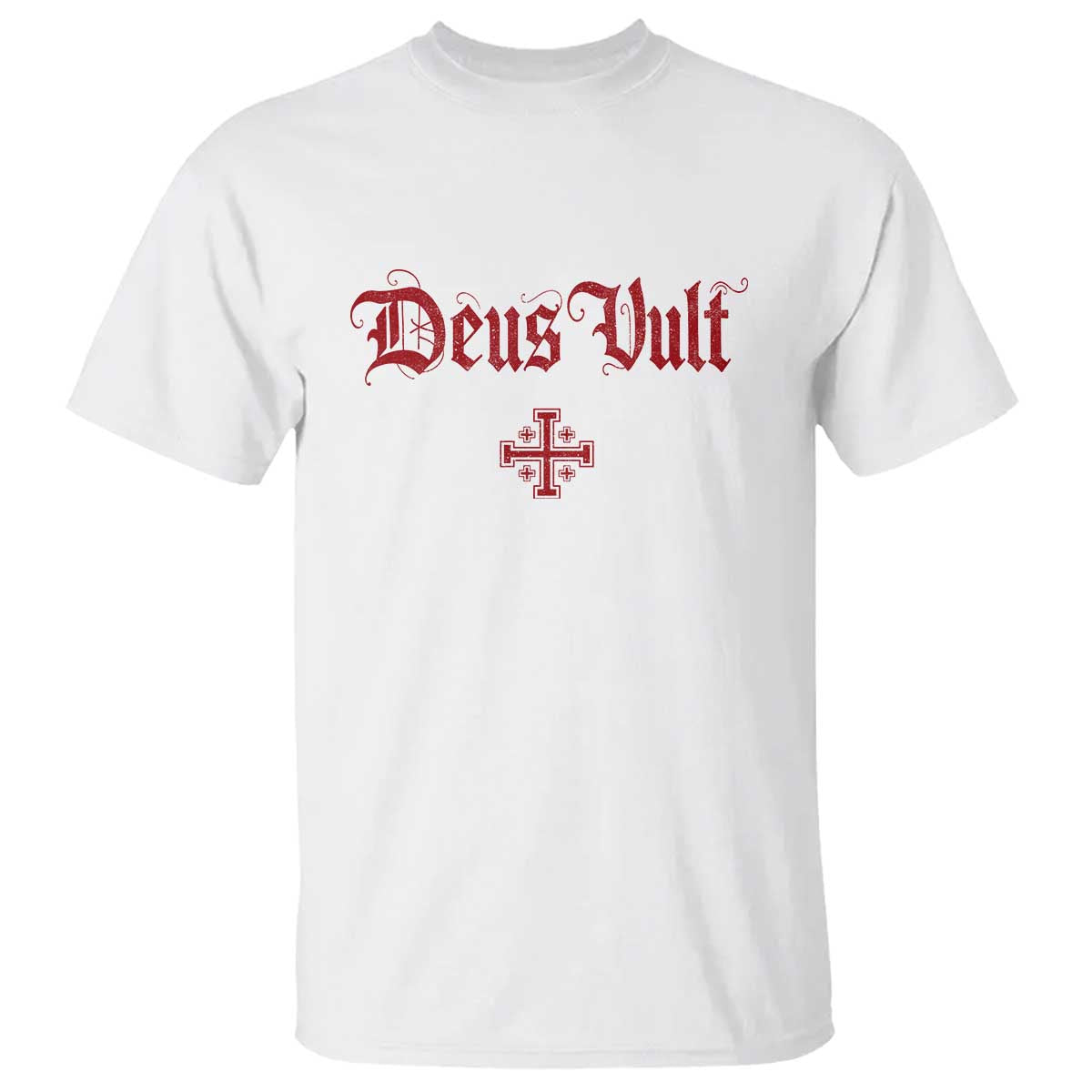 Catholic Knights Templar Cross T Shirt Crusader Deus Vult TS10 White Print Your Wear