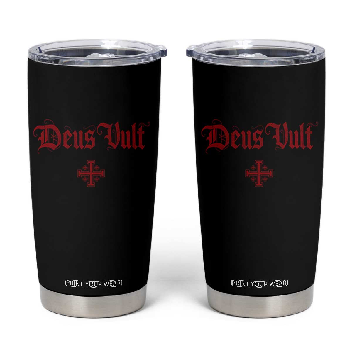 Catholic Knights Templar Cross Tumbler Cup Crusader Deus Vult TS10 Black Print Your Wear