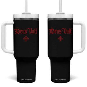Catholic Knights Templar Cross Tumbler With Handle Crusader Deus Vult TS10 One Size: 40 oz Black Print Your Wear