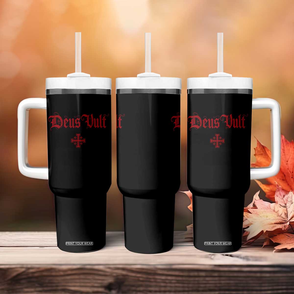 Catholic Knights Templar Cross Tumbler With Handle Crusader Deus Vult TS10 Print Your Wear