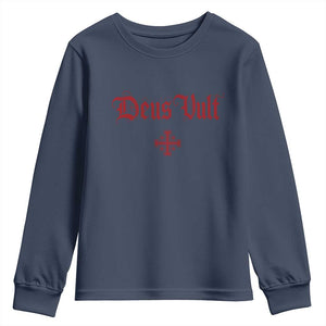 Catholic Knights Templar Cross Youth Sweatshirt Crusader Deus Vult TS10 Navy Print Your Wear
