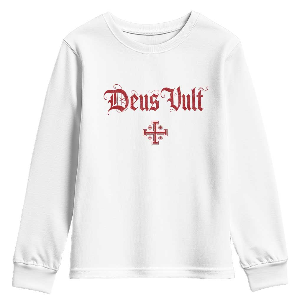 Catholic Knights Templar Cross Youth Sweatshirt Crusader Deus Vult TS10 White Print Your Wear
