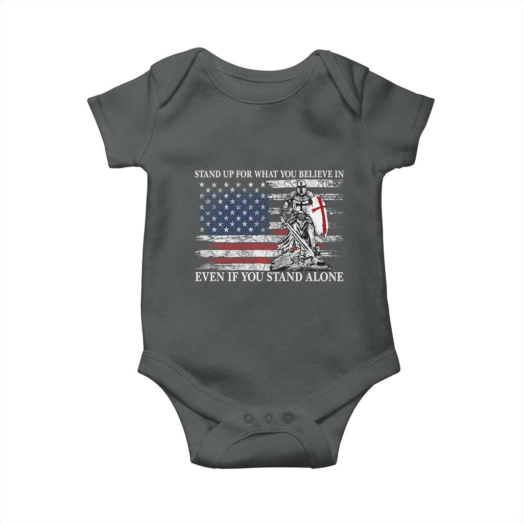 Catholic Knight Templar Baby Onesie American Flag Crusader Cross TS10 Dark Heather Print Your Wear