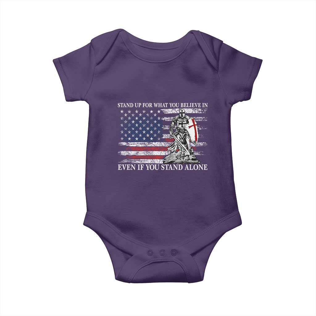 Catholic Knight Templar Baby Onesie American Flag Crusader Cross TS10 Purple Print Your Wear