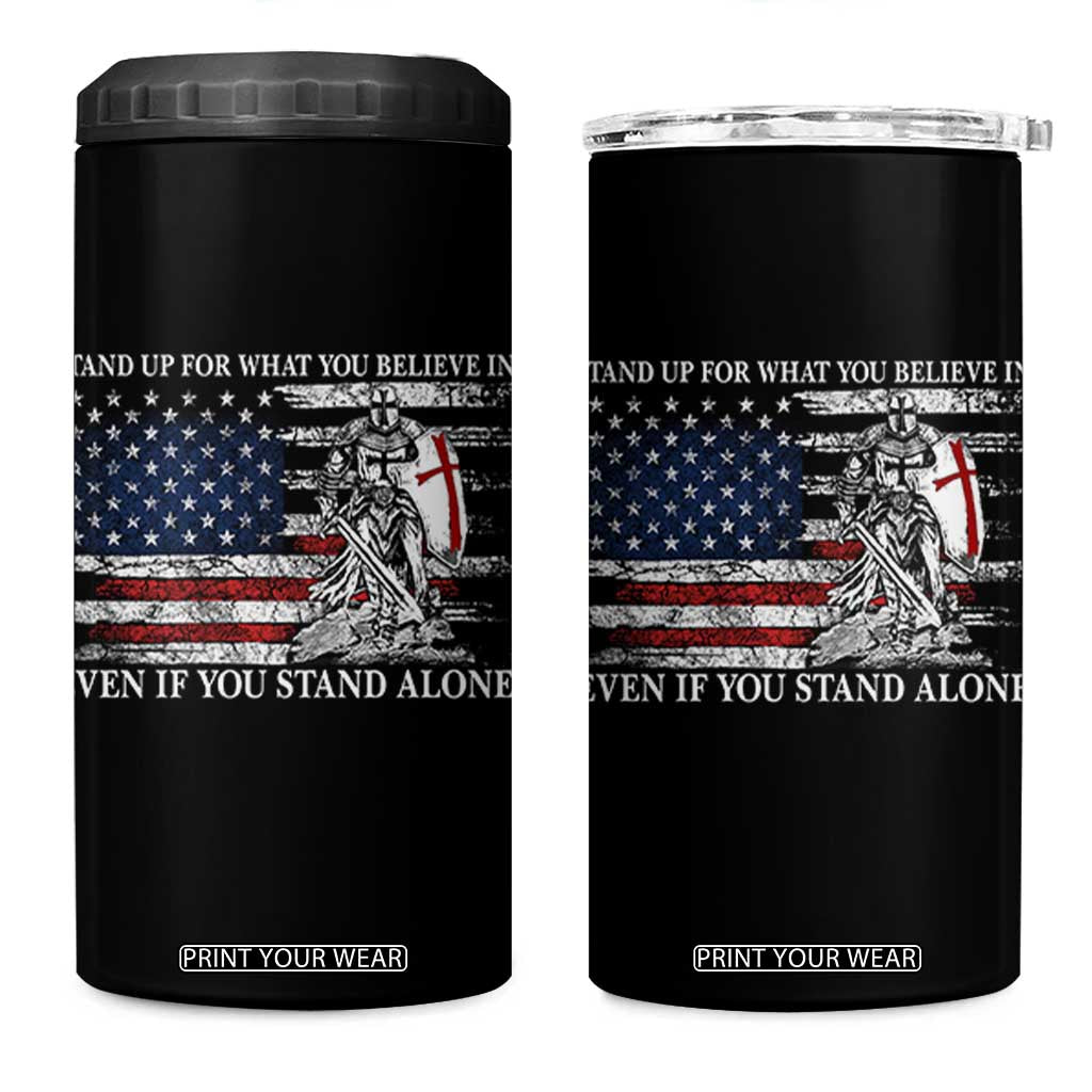 Catholic Knight Templar 4 in 1 Can Cooler Tumbler American Flag Crusader Cross TS10 One Size: 16 oz Black Print Your Wear