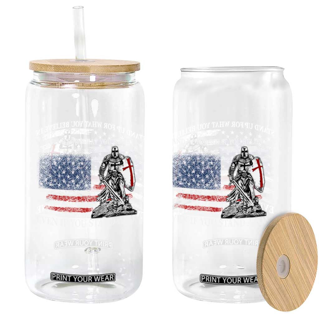 Catholic Knight Templar Glass Can American Flag Crusader Cross TS10 Print Your Wear