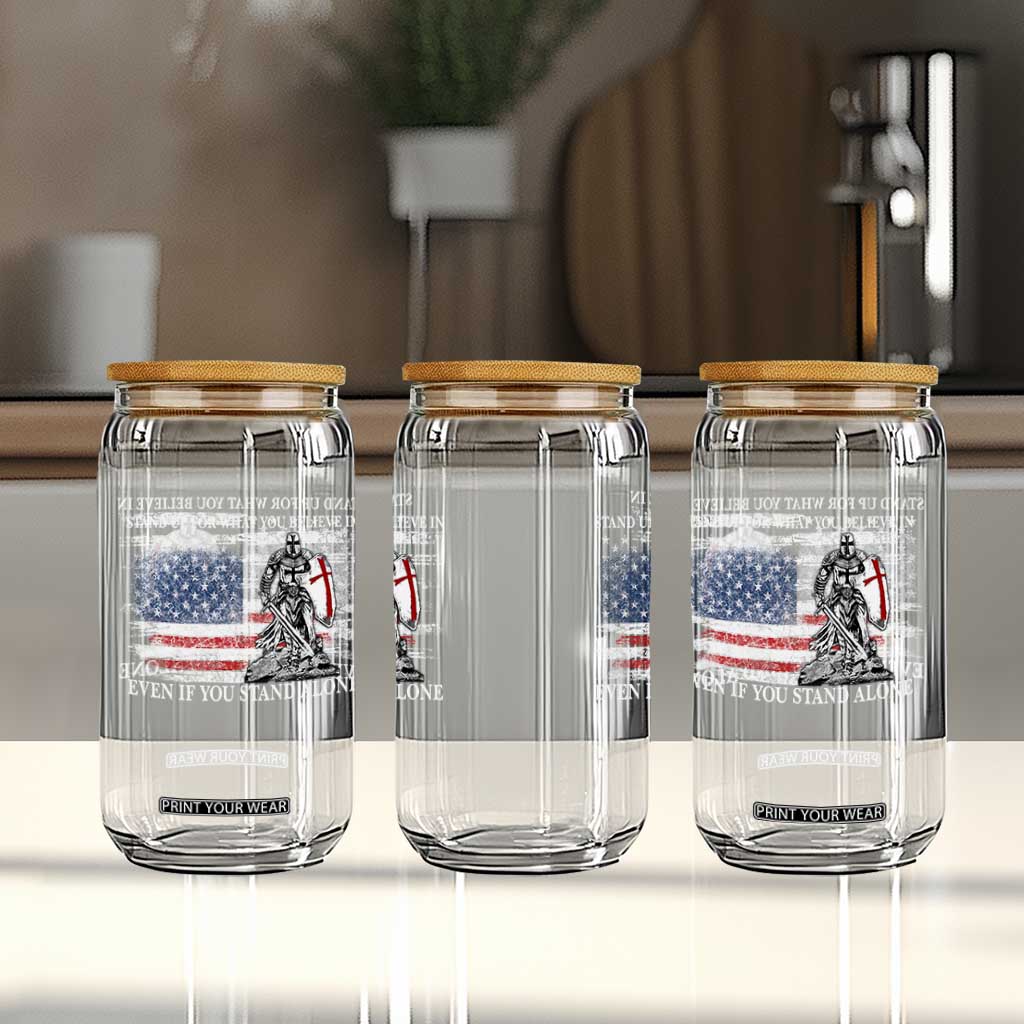 Catholic Knight Templar Glass Can American Flag Crusader Cross TS10 Print Your Wear