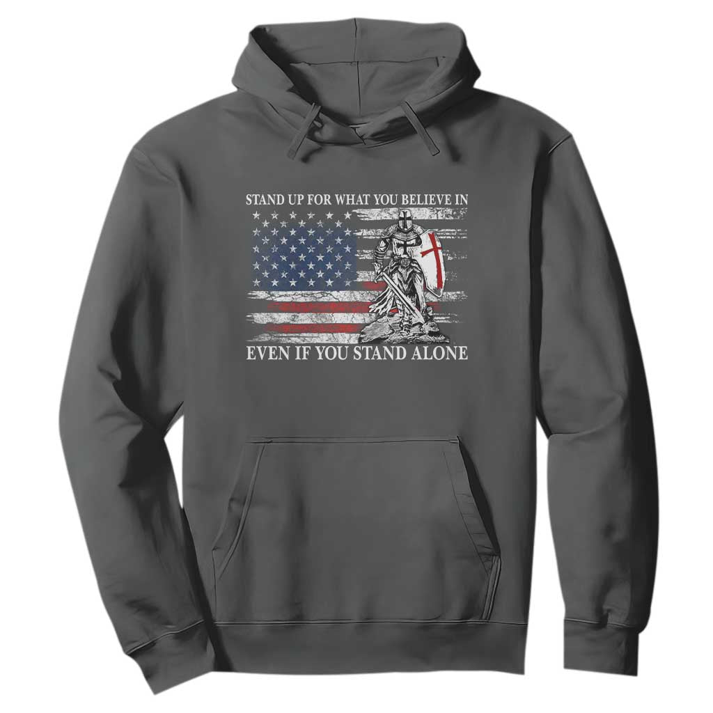 Catholic Knight Templar Hoodie American Flag Crusader Cross TS10 Dark Heather Print Your Wear