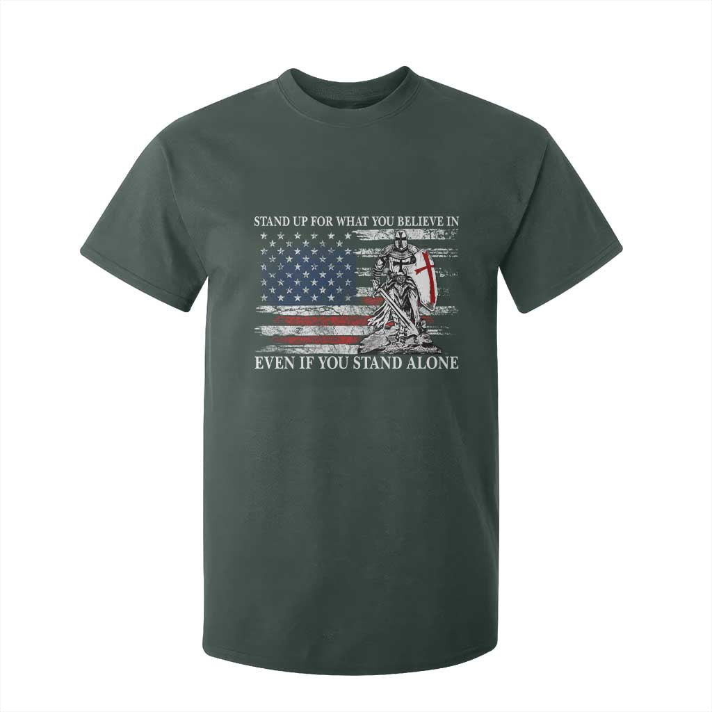 Catholic Knight Templar T Shirt For Kid American Flag Crusader Cross TS10 Dark Forest Green Print Your Wear