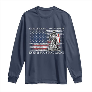 Catholic Knight Templar Long Sleeve Shirt American Flag Crusader Cross TS10 Navy Print Your Wear