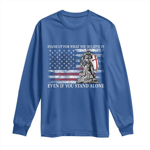 Catholic Knight Templar Long Sleeve Shirt American Flag Crusader Cross TS10 Royal Blue Print Your Wear