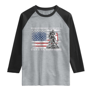 Catholic Knight Templar Raglan Shirt American Flag Crusader Cross TS10 Heather Gray Black Print Your Wear