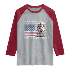 Catholic Knight Templar Raglan Shirt American Flag Crusader Cross TS10 Heather Gray Heather Red Print Your Wear