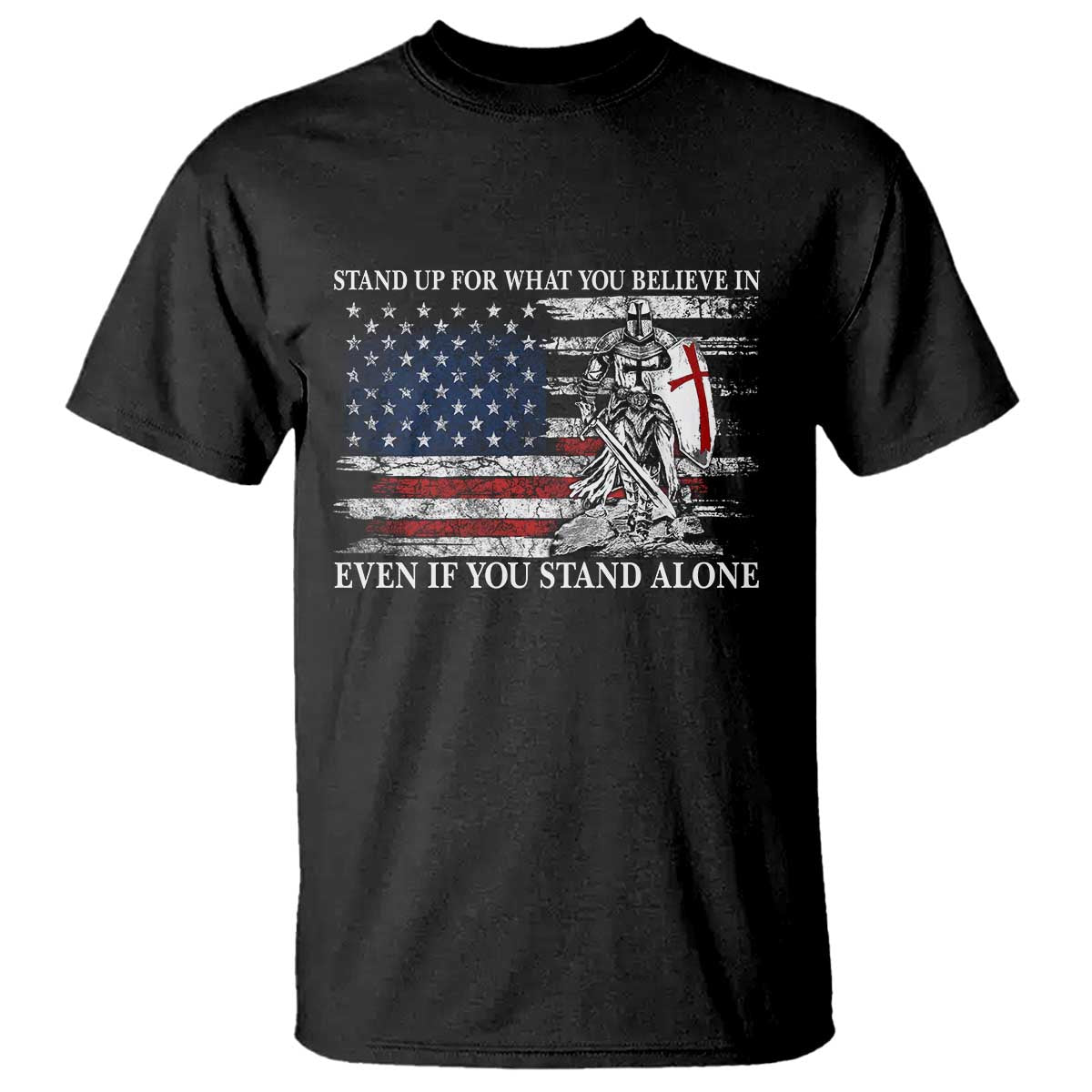 Catholic Knight Templar T Shirt American Flag Crusader Cross TS10 Black Print Your Wear