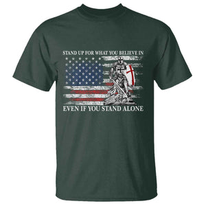 Catholic Knight Templar T Shirt American Flag Crusader Cross TS10 Dark Forest Green Print Your Wear